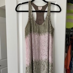 PARKER sequin dress gold and pink size small